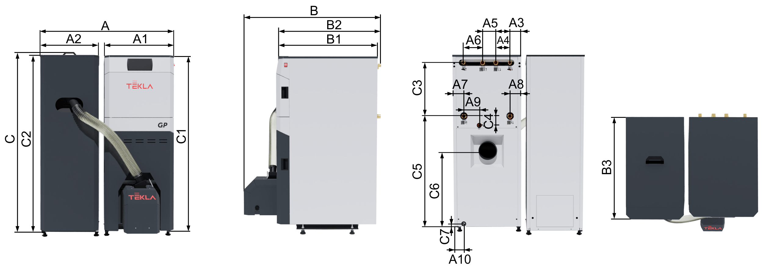 Rozmery kotla tekla DRACO BIO COMPACT FII GP