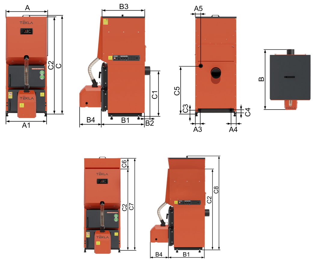 Rozmery kotla DRACO BIO COMPACT F2 TEKLA